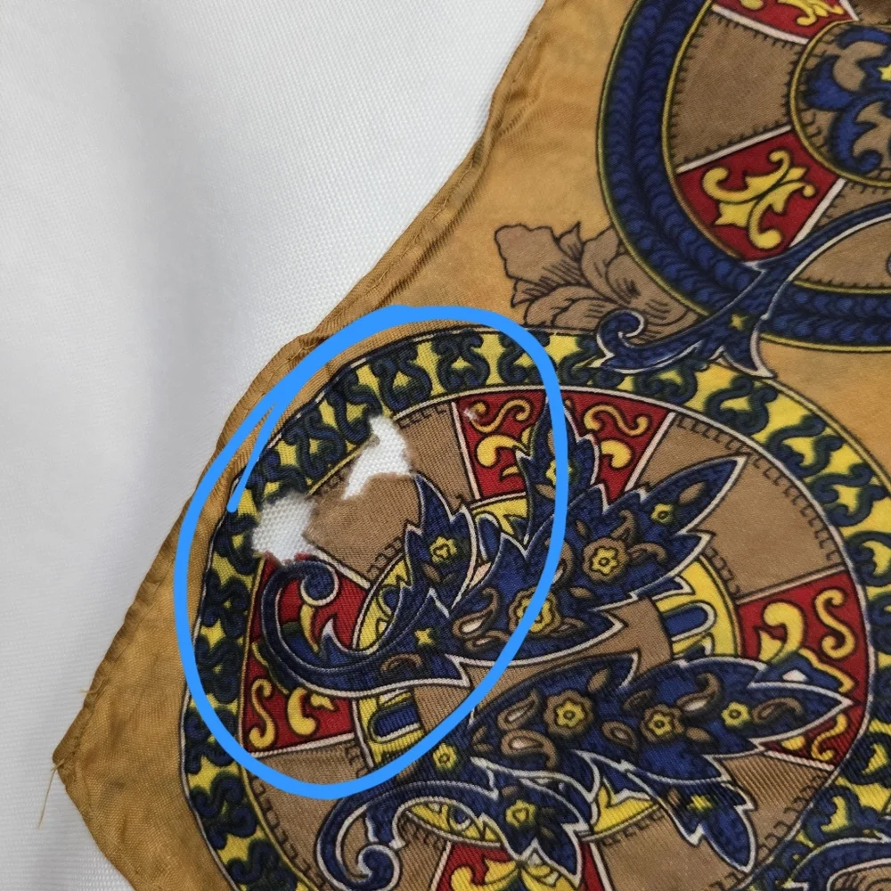 Paoli Silkblend Scarf Brown Amber Gold Medallion Harvest 24x26 Bohemian - Picture 7 of 11